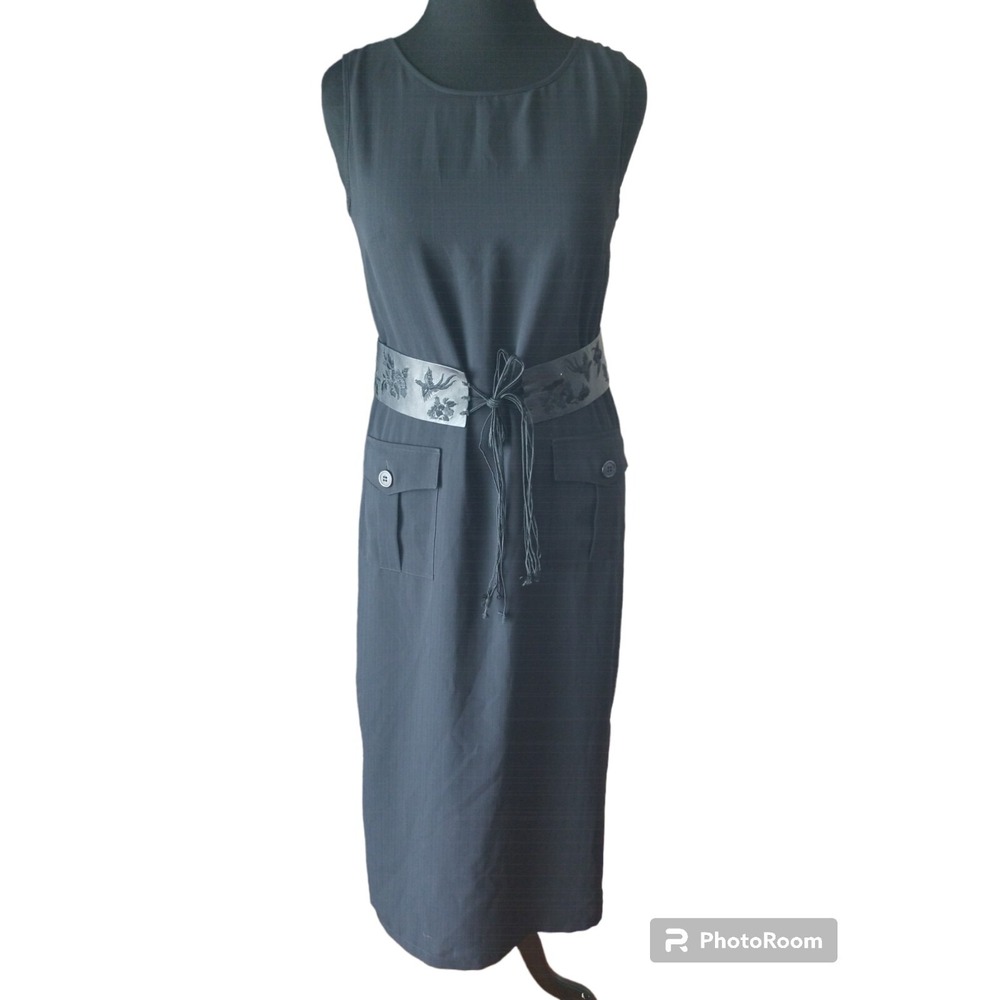 Vintage Luisa Spagnoli Maxi Dress w/ Pockets Black Sleeveless Made‎ In Italy 46